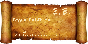 Bogya Balázs névjegykártya